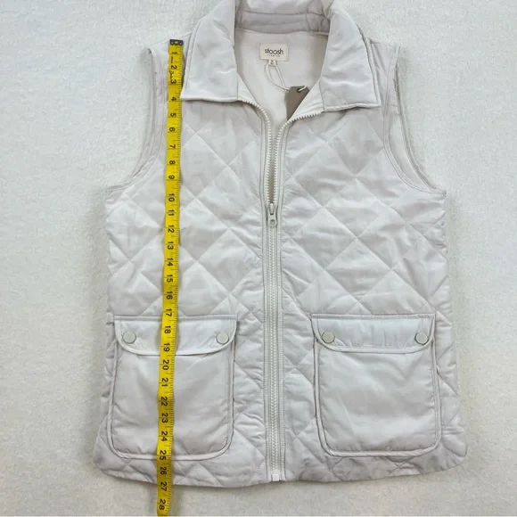 NWT Stoosh White Quilted Puffer Vest Size Medium - Picture 6 of 8